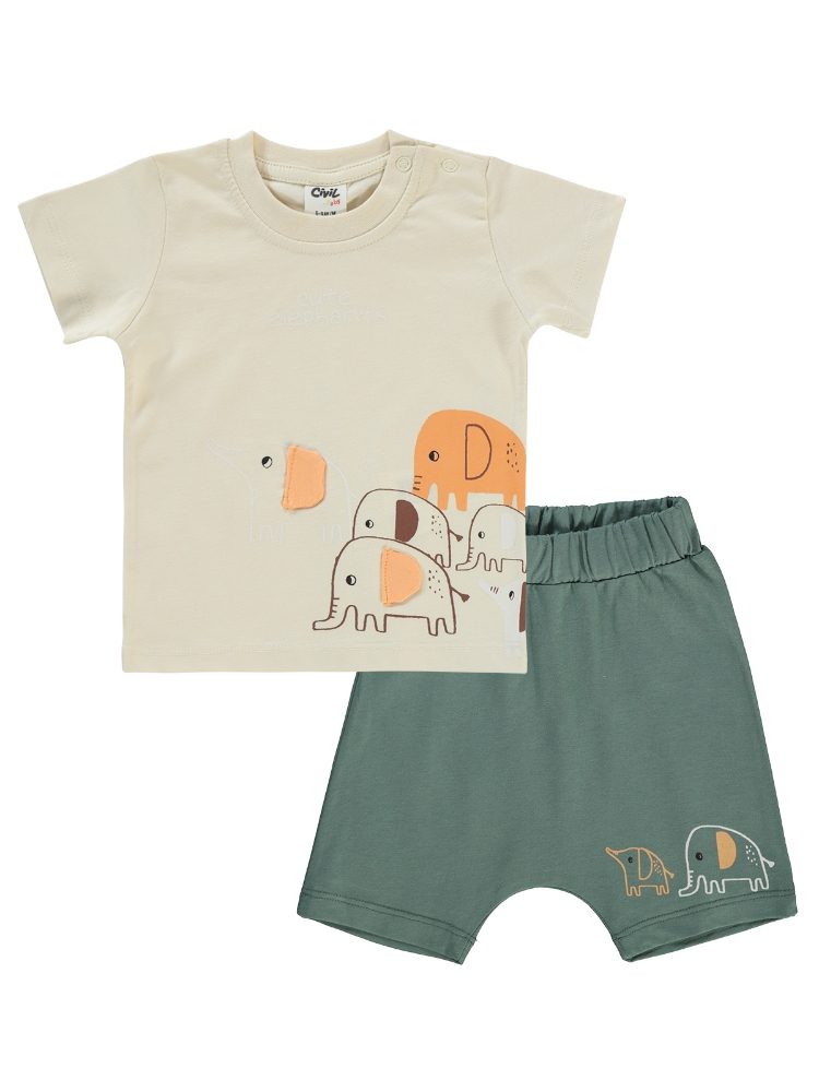 civil-Baby Elephant Printed short set