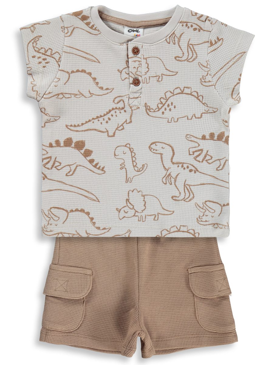 civil- Baby Outline Dinosaur Printed Set