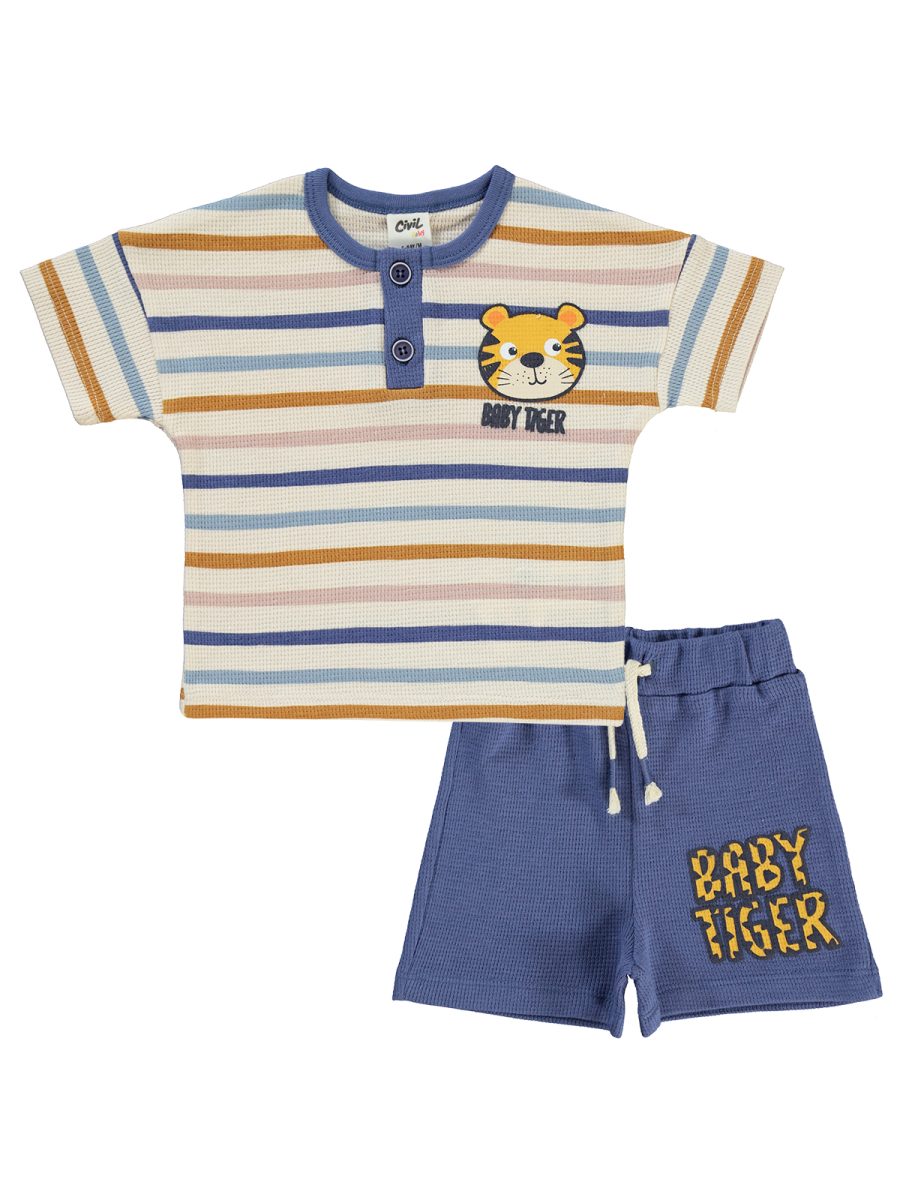 civil- Baby Tiger Printed Striped Printed Shorts set