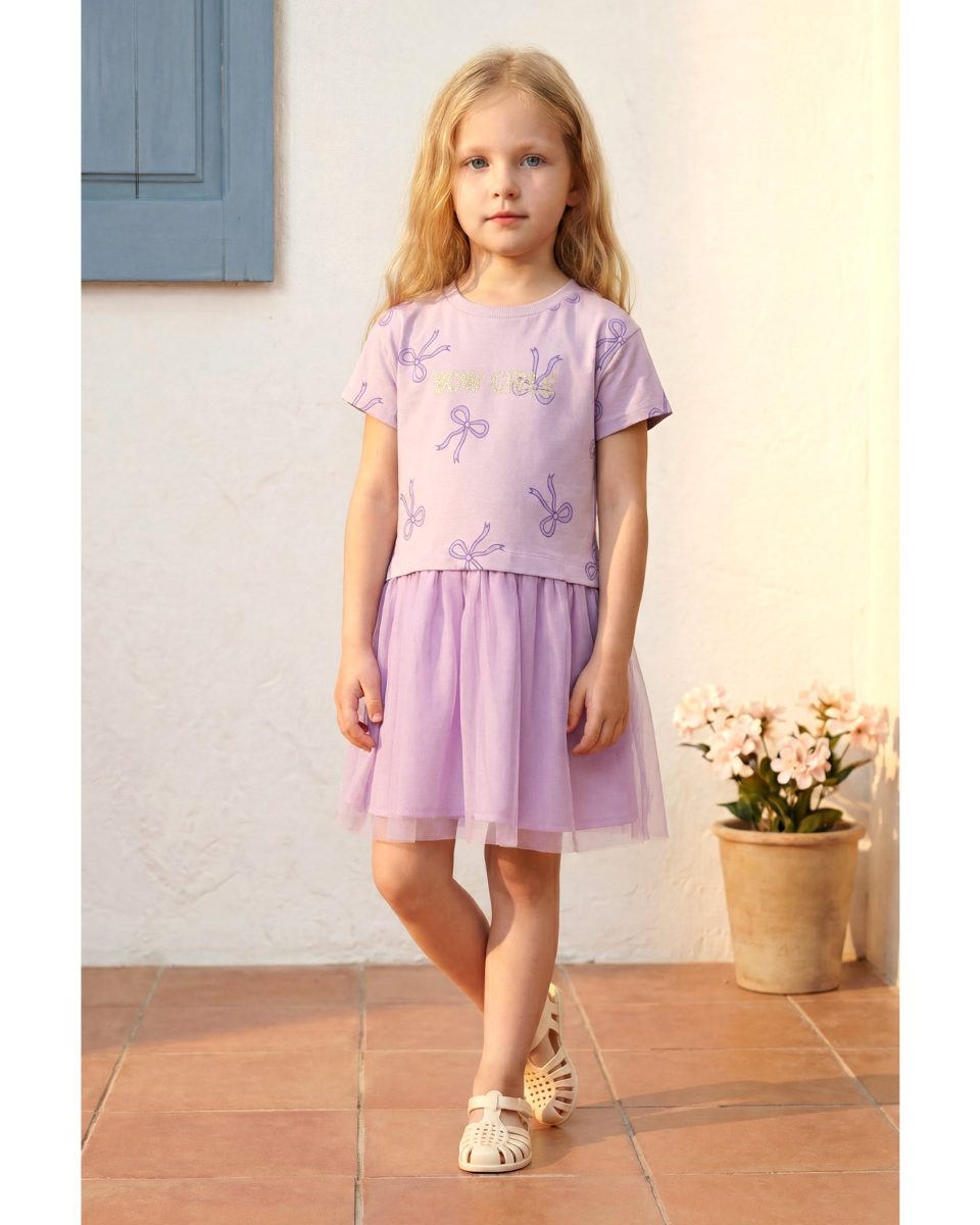 Baby Girls' Bow-Print Tulle Dress