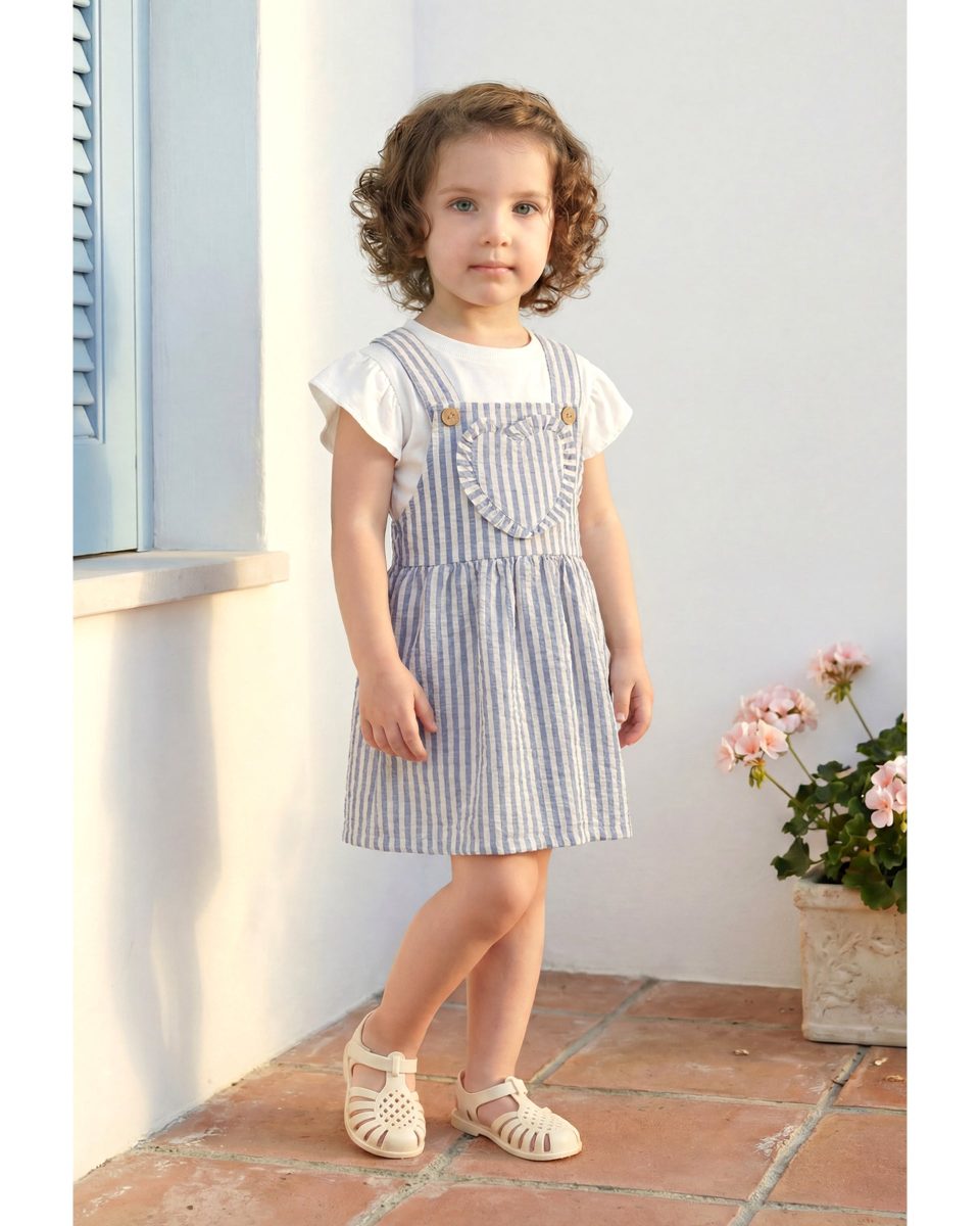 Girls' Two-Piece Striped Dress