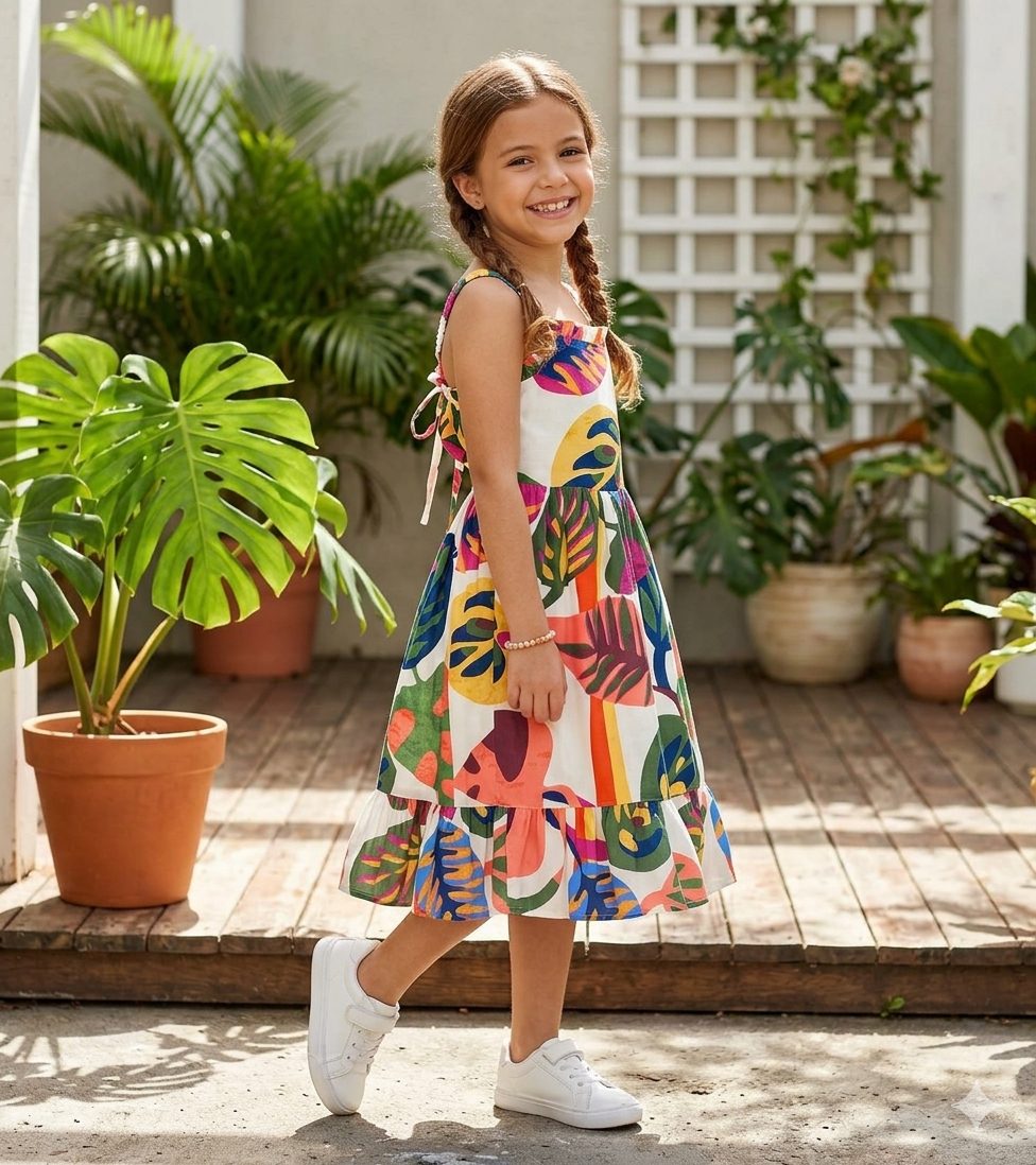 cikoby -sleevless tropical dress