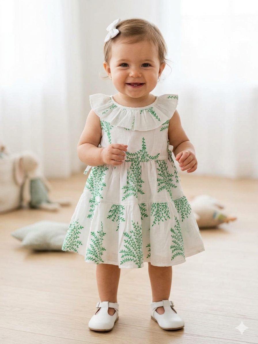 cikoby - patterned baby girl woven dress