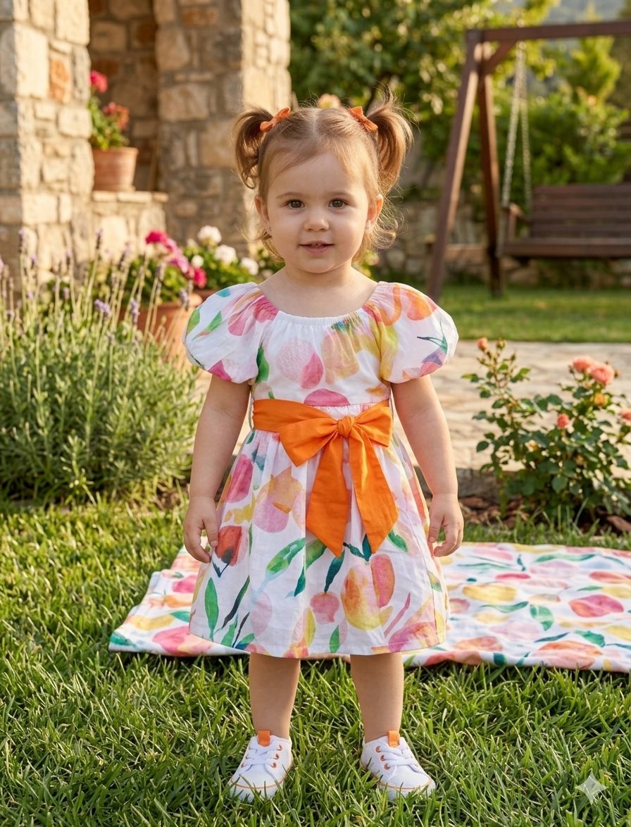 cikoby -patterned baby girl floral dress