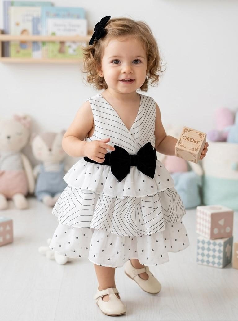 cikoby -Stripe and polka dot siphon dress