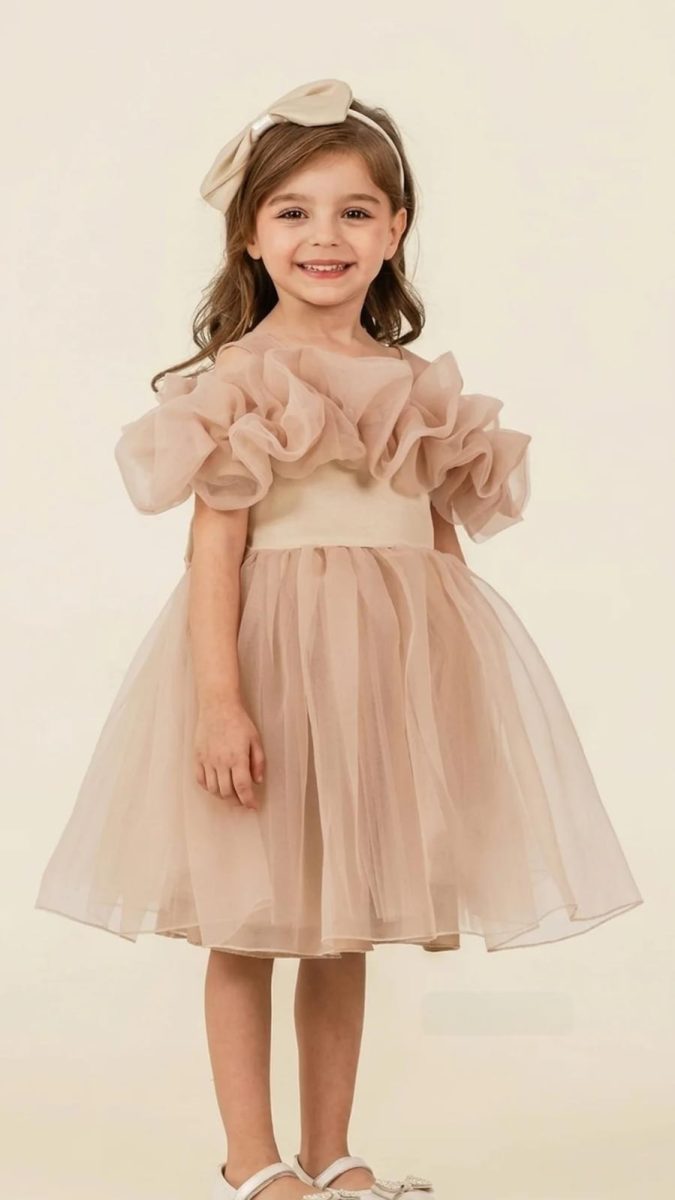 Eray Kids - Beige Tulle Dress and Headband