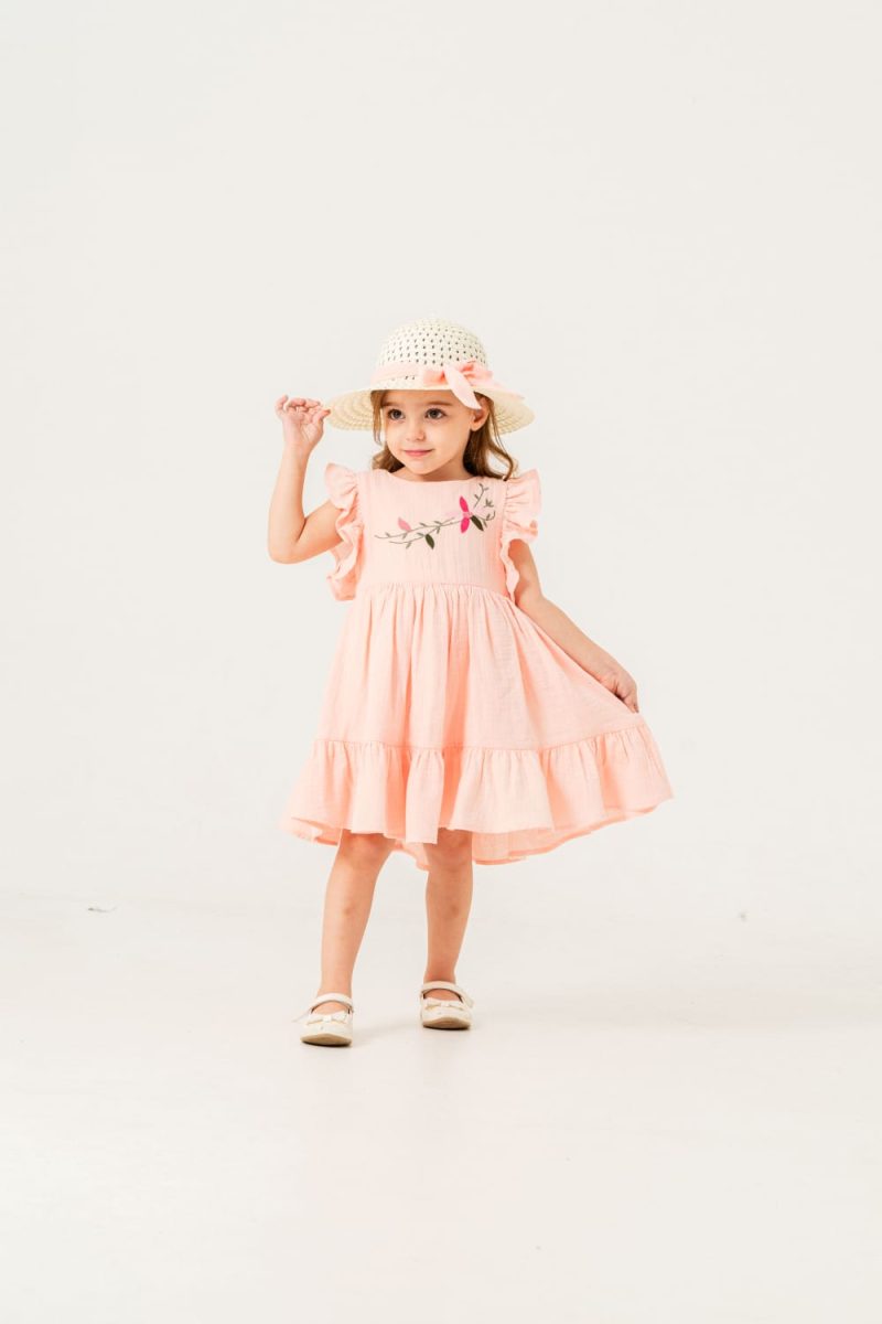Eray Kids - Pink Linen Dress with Hat