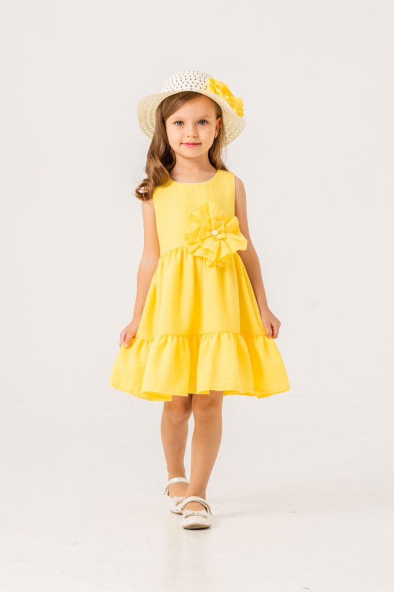 Eray Kids - yellow Linen Dress with Hat