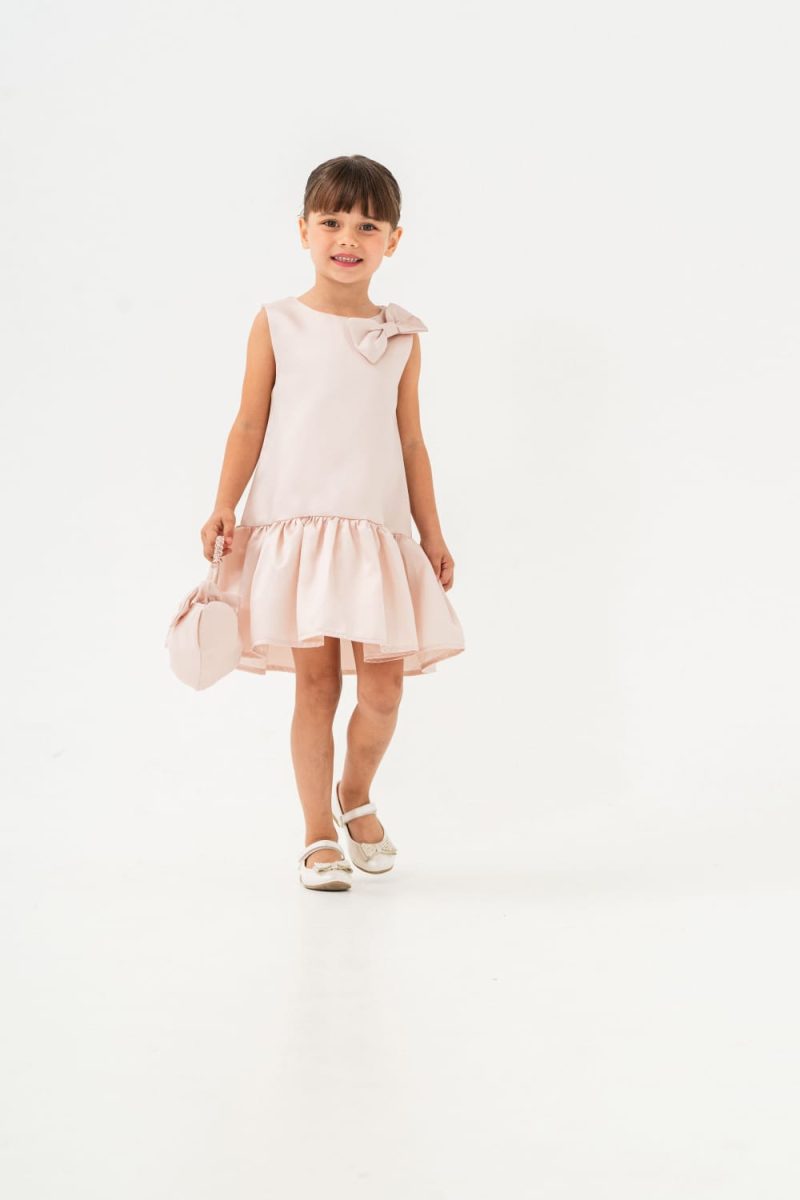 Eray Kids -blush satin bow dress