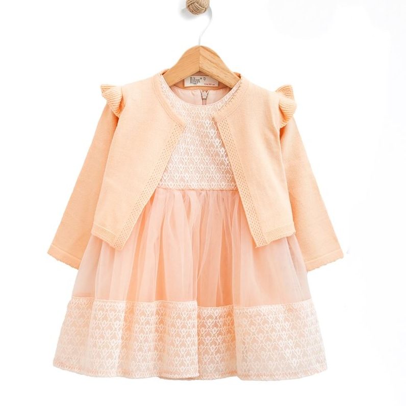 lilax- peach lace tulle baby girl dress