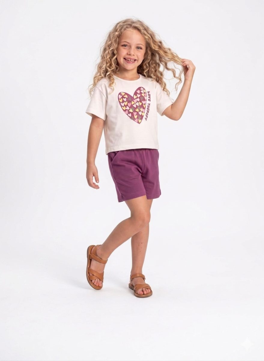 deco - daily cotton short set printed with heart