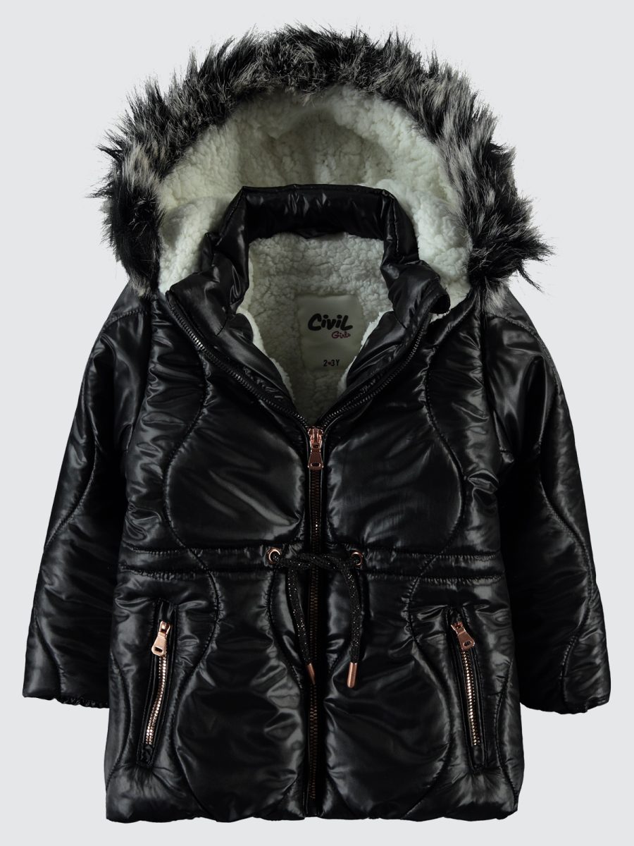 Cvil - Girls Shiny coat - black