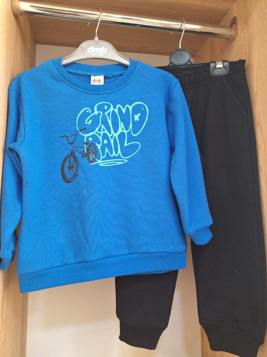 DMB- Boys' Blue BMX Bike Print Tracksuit Set