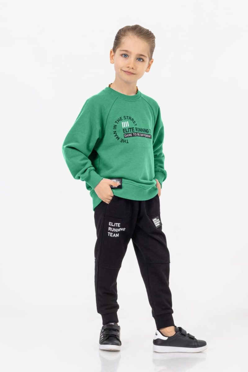 DMB- Boys' Green & Black "Elite Running" Tracksuit Set