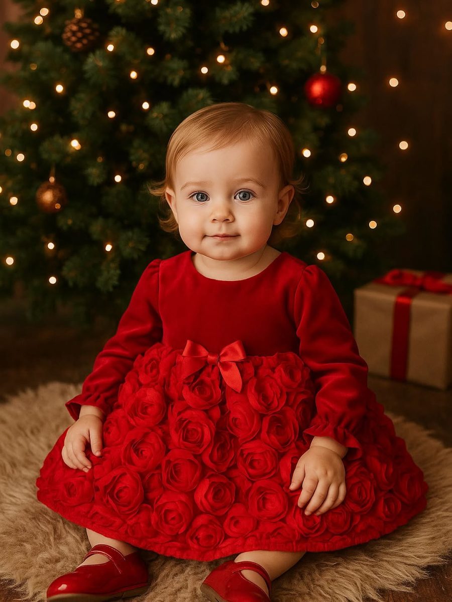 ACABELLA - red flower 3D dress