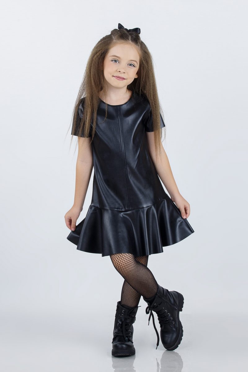 DMB- Black Faux Leather Peplum Mini Dress
