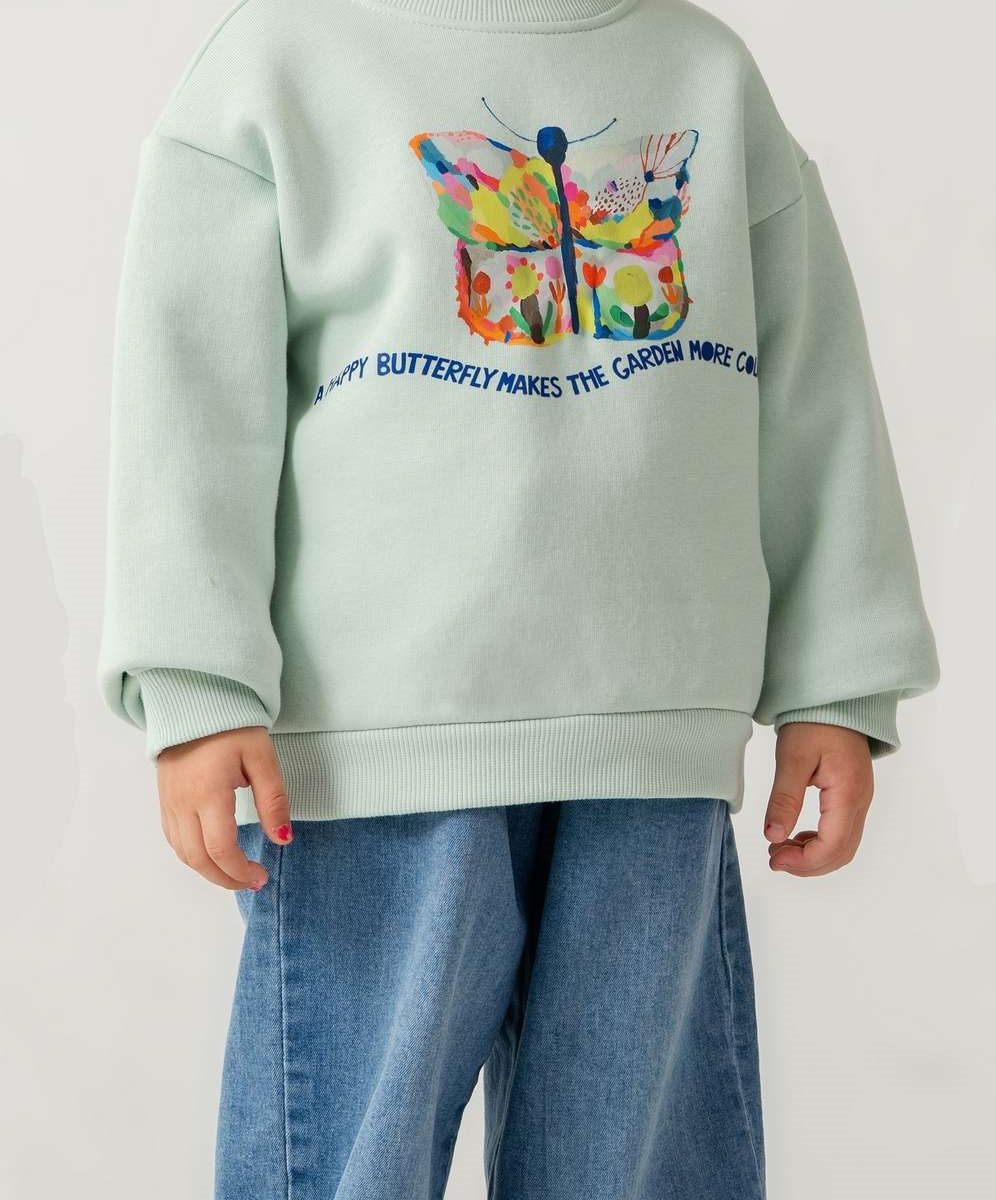 Tuffy Girl Sweatshirt - butterfly printed