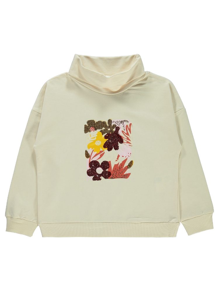 Civil Girls Flower Sequin Embroidered Sweatshirt