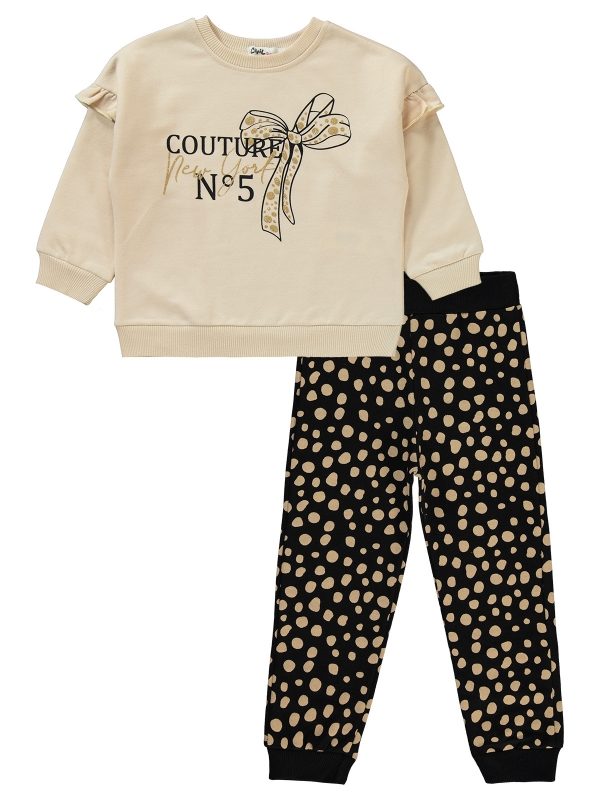 Civil Girls Glittery Bow Printed Tracksuit Set
