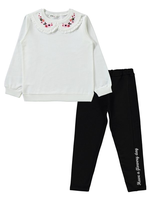 Civil Girls Suit with Flower Embroidery on the Collar