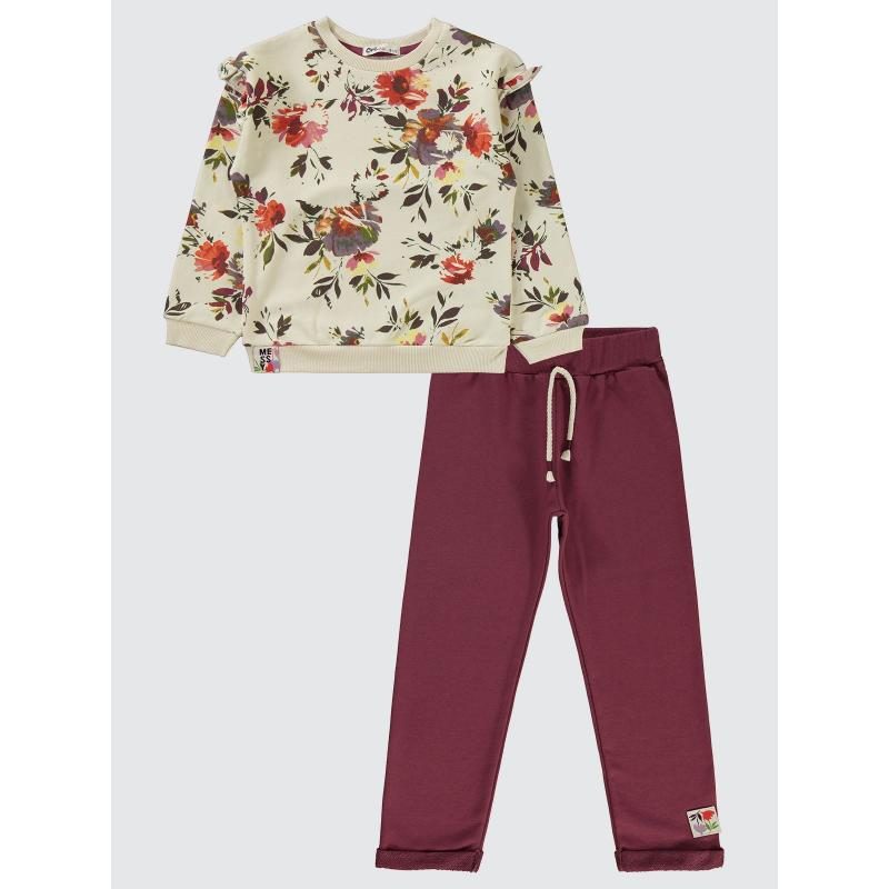 Civil Girls' Messy Flowers Printed Tracksuit Set
