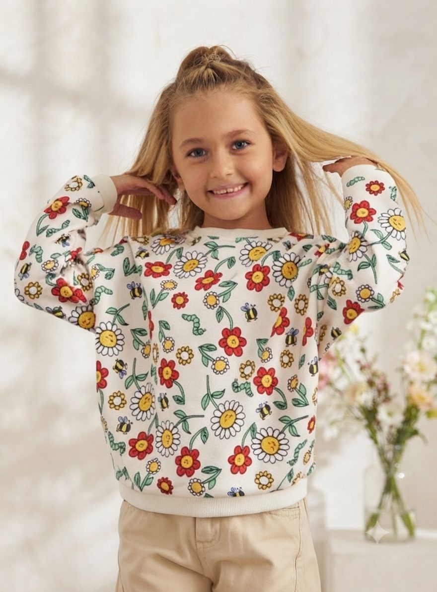 cichild kids flowers sweatshirt