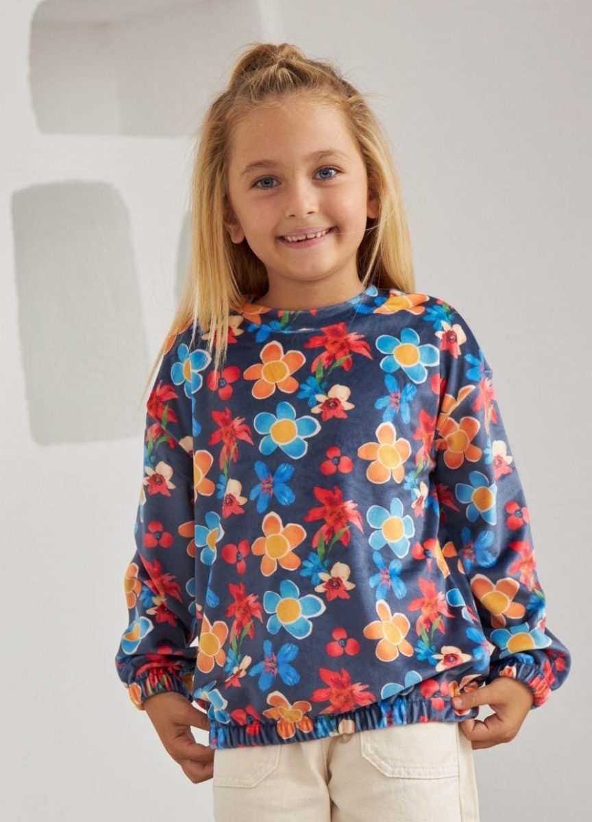 cichild kids , velvet flowers sweatshirt