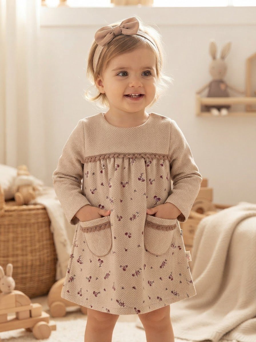 lilax -beige floral pocket dress set