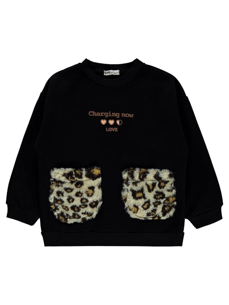 civil - black leopard pocket sweatshirt