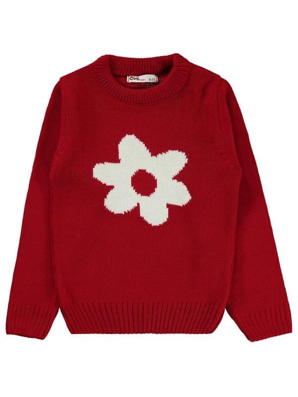 civil- red knit flower sweater