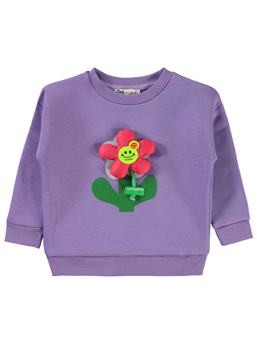 civil - purple smiley flower sweatshirt